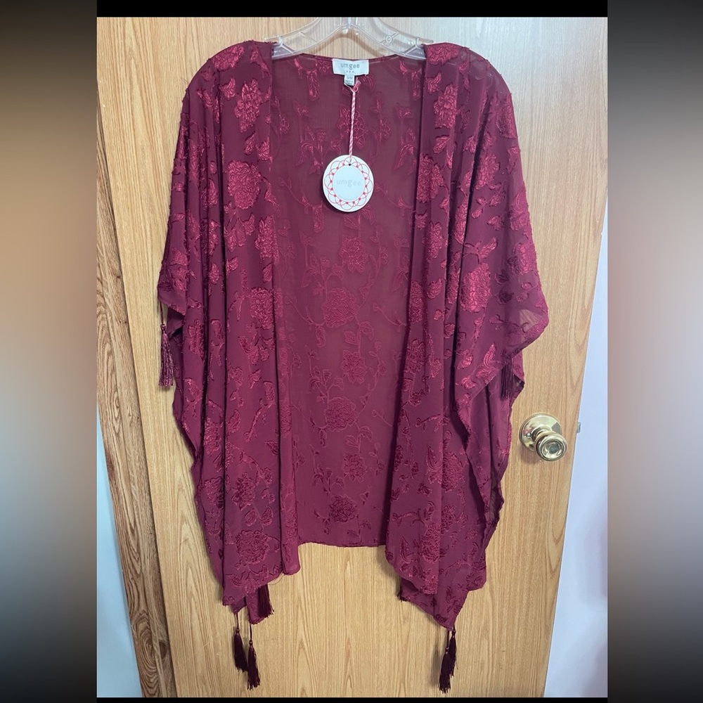 Umgee Deep Red Lace Kimono